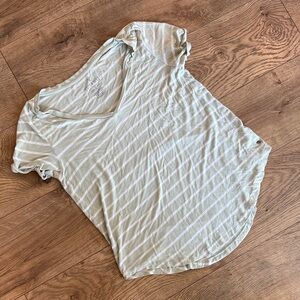 American Eagle Outfitters Light Green Striped Short Sleeve Tee
